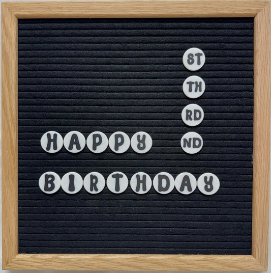 3D printed felt letter board accessories- BEAD FONT- BIRTHDAY SET