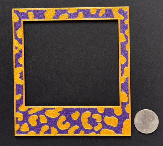 Magnetic purple/gold cheetah print polaroid-style frame