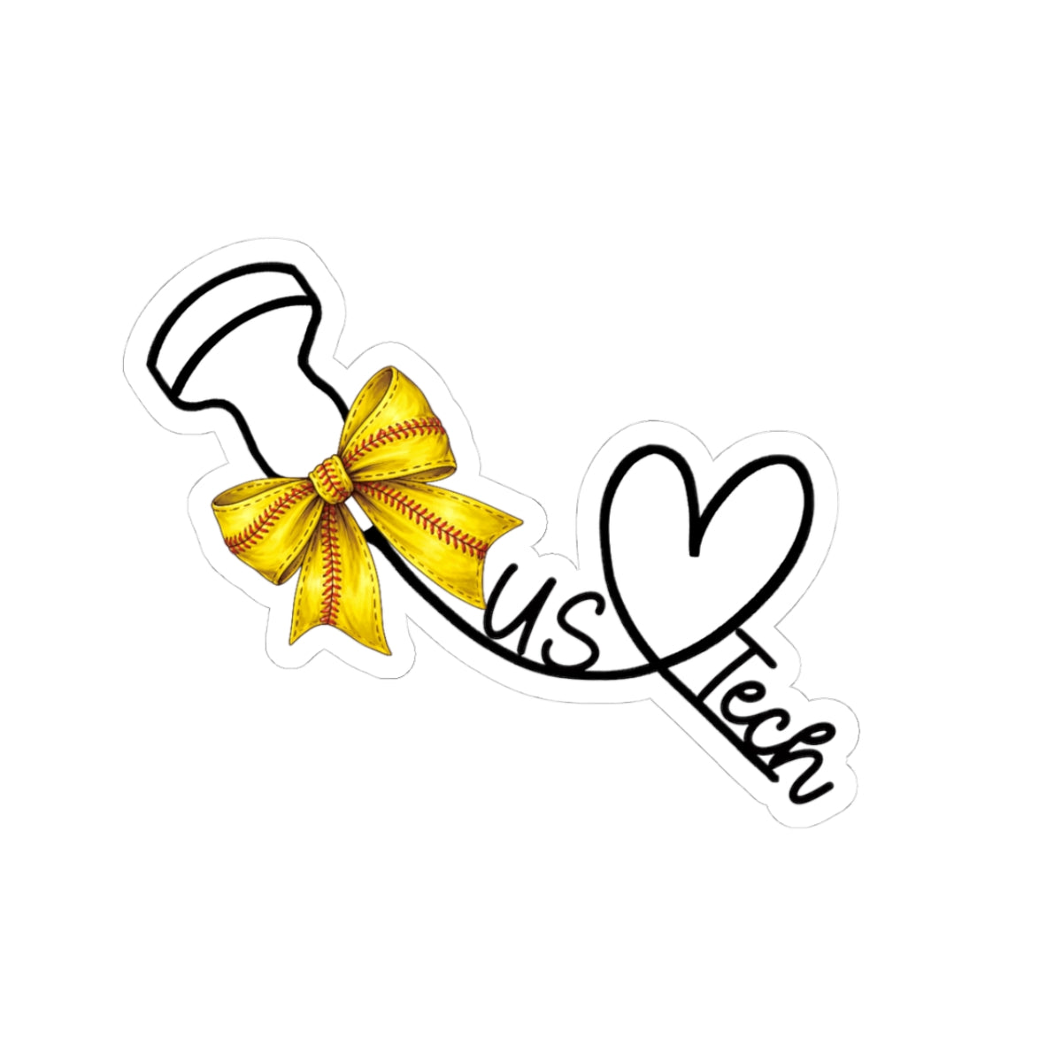 Softball Transducer Heart Sticker — Laptop Decal