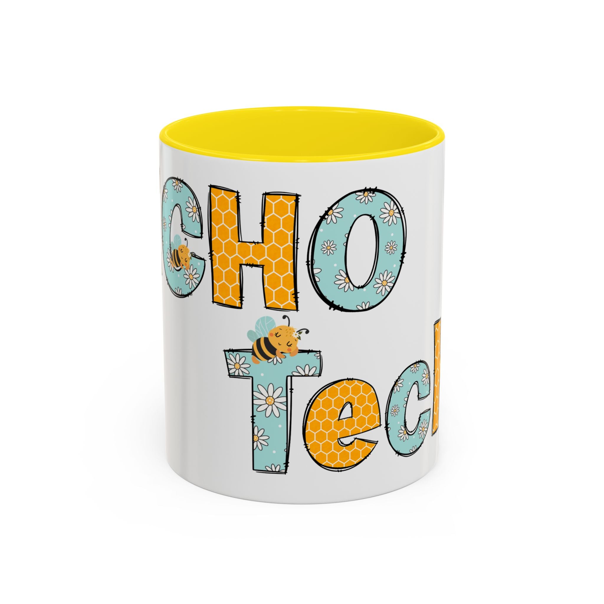 Bee Echo Tech Coffee Mug — Cute 'Echo Tech' Floral & Honeycomb Accent Mug