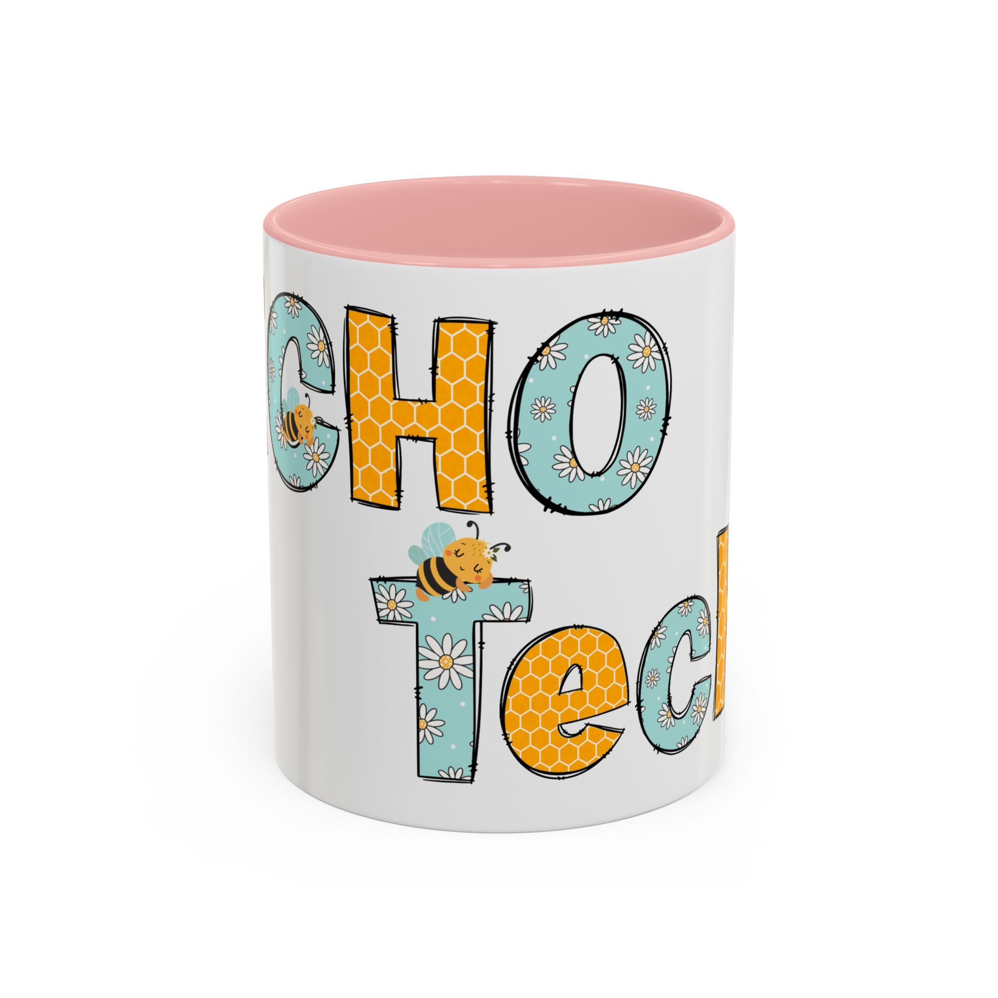 Bee Echo Tech Coffee Mug — Cute 'Echo Tech' Floral & Honeycomb Accent Mug