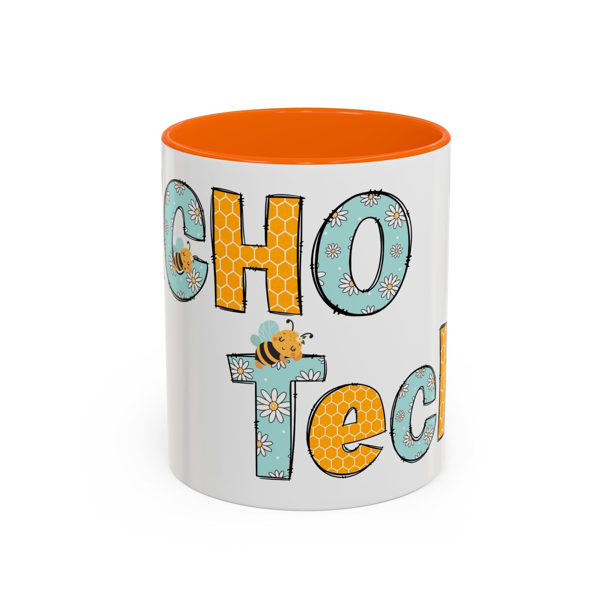 Bee Echo Tech Coffee Mug — Cute 'Echo Tech' Floral & Honeycomb Accent Mug