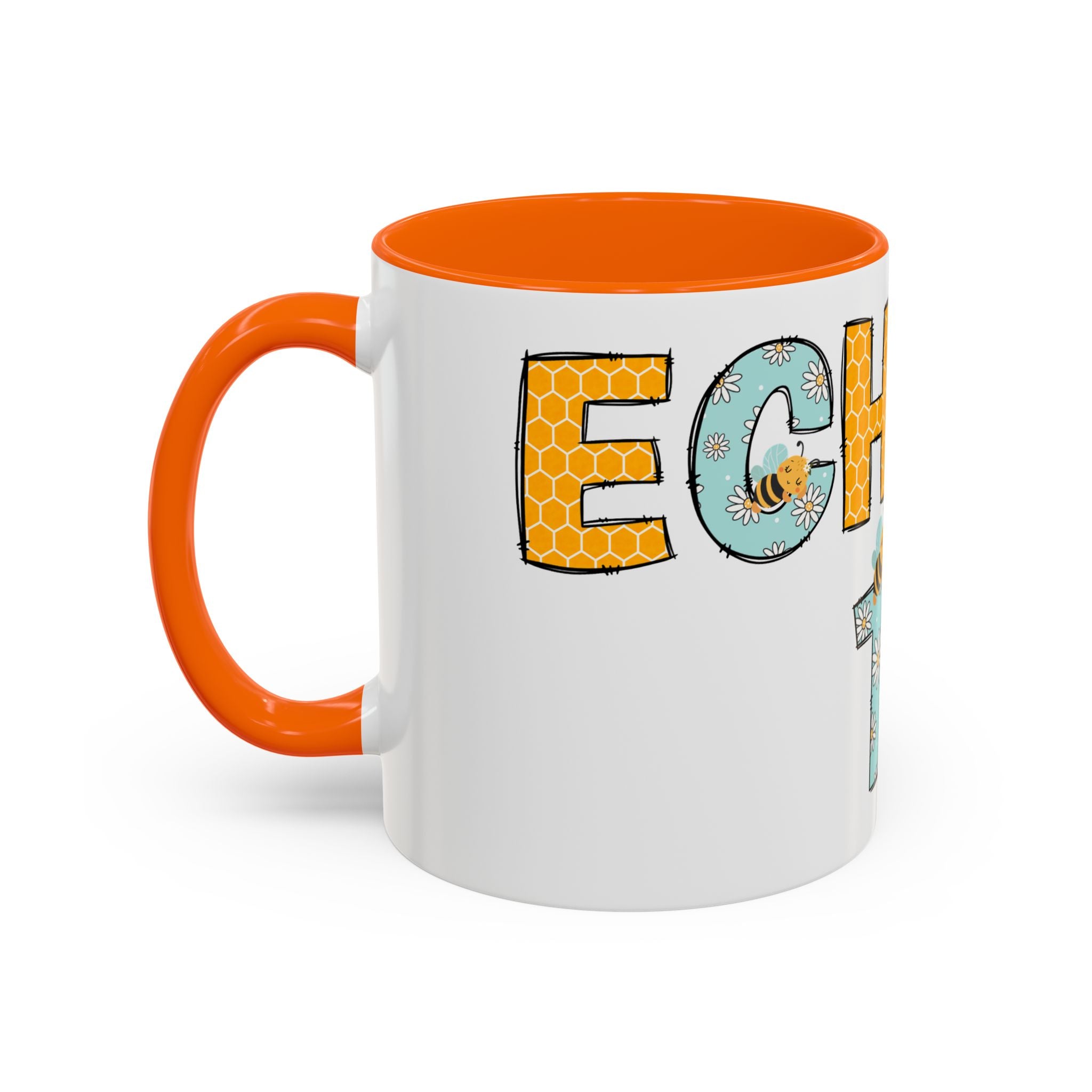 Bee Echo Tech Coffee Mug — Cute 'Echo Tech' Floral & Honeycomb Accent Mug