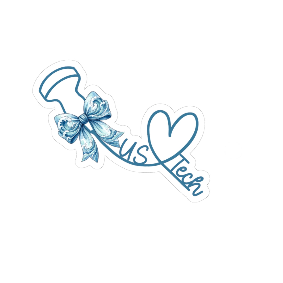 Beach Babe Ultrasound Tech Heart Sticker — Blue Ribbon Kiss-Cut Laptop Decal