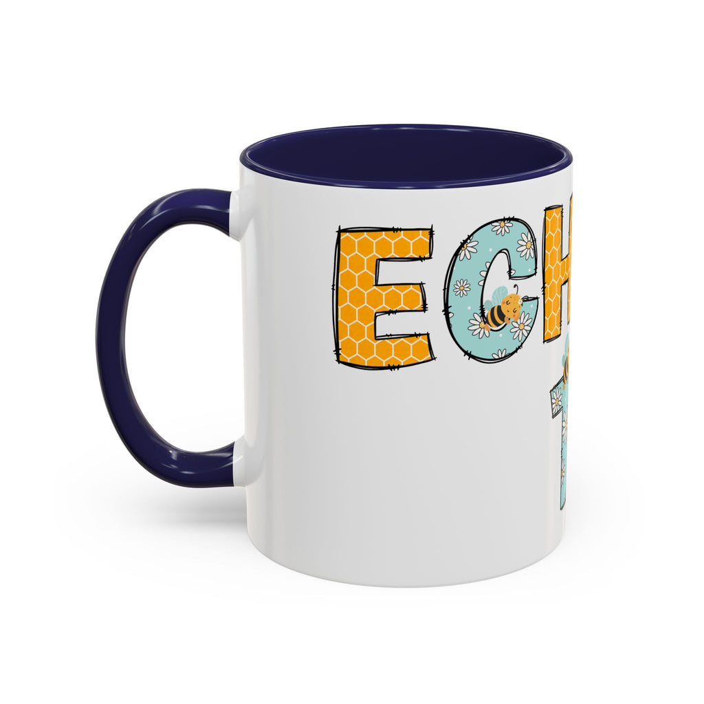 Bee Echo Tech Coffee Mug — Cute 'Echo Tech' Floral & Honeycomb Accent Mug