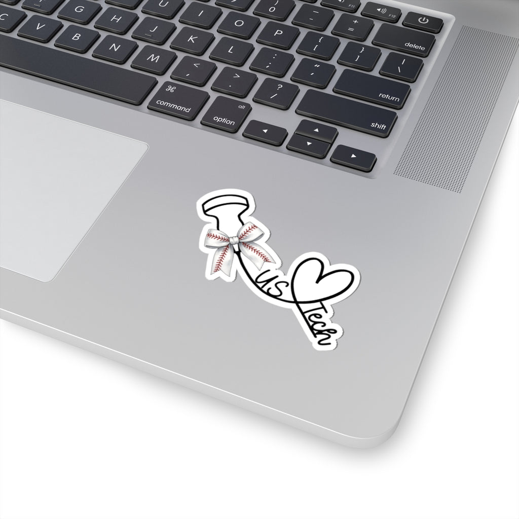 Baseball Bow Kiss-Cut Sticker — Laptop Decal