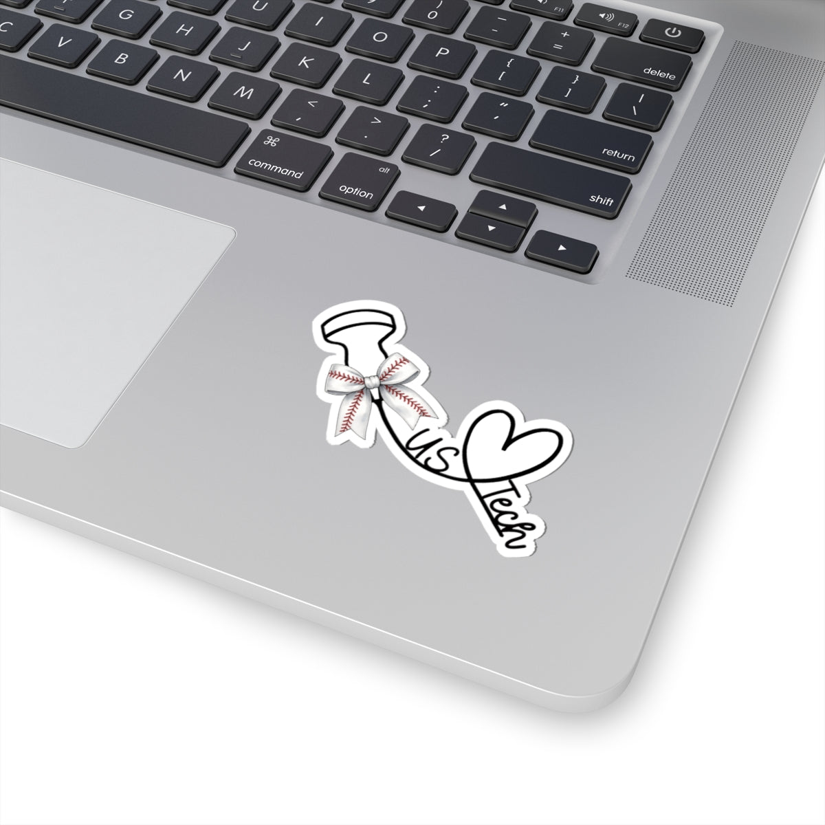 Baseball Bow Kiss-Cut Sticker — Laptop Decal