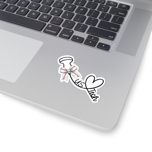 Baseball Bow Kiss-Cut Sticker — Laptop Decal