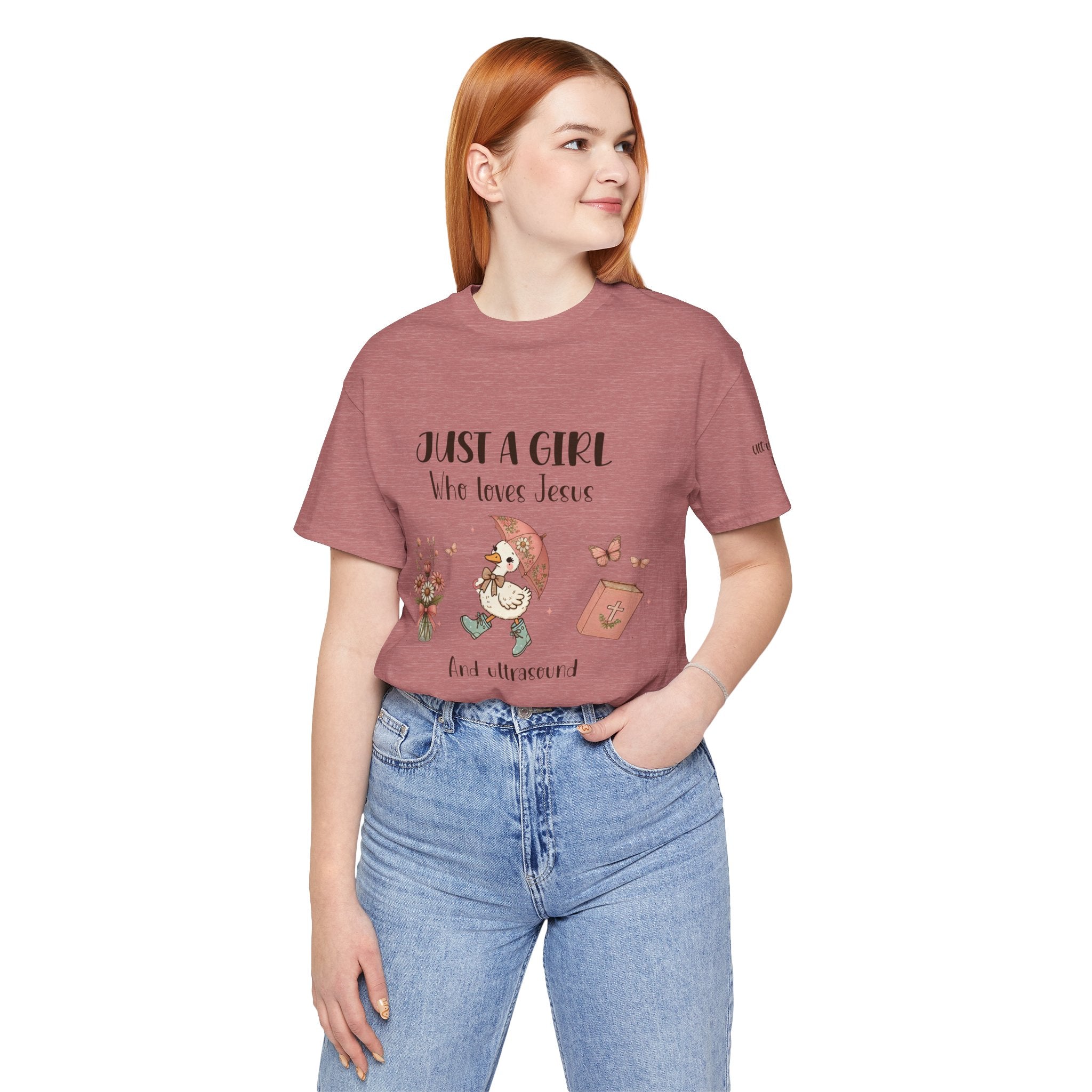 "Just a Girl Who Loves Jesus and Ultrasound" Cute Faith and Ultrasound Tech Tee
