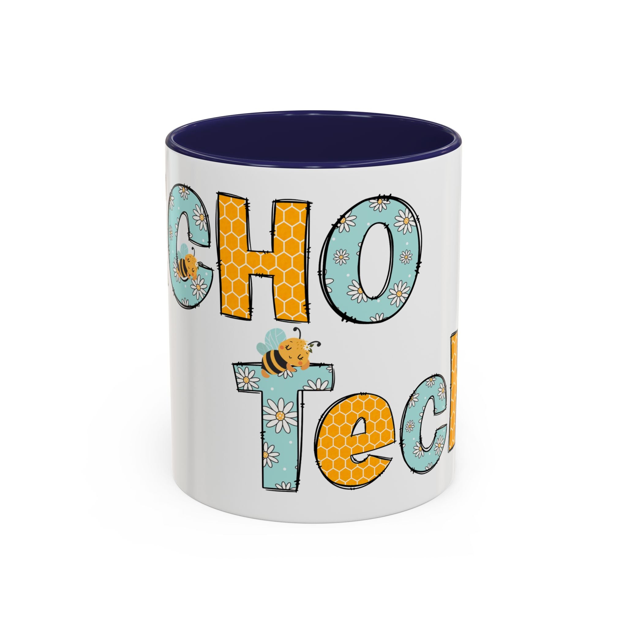 Bee Echo Tech Coffee Mug — Cute 'Echo Tech' Floral & Honeycomb Accent Mug