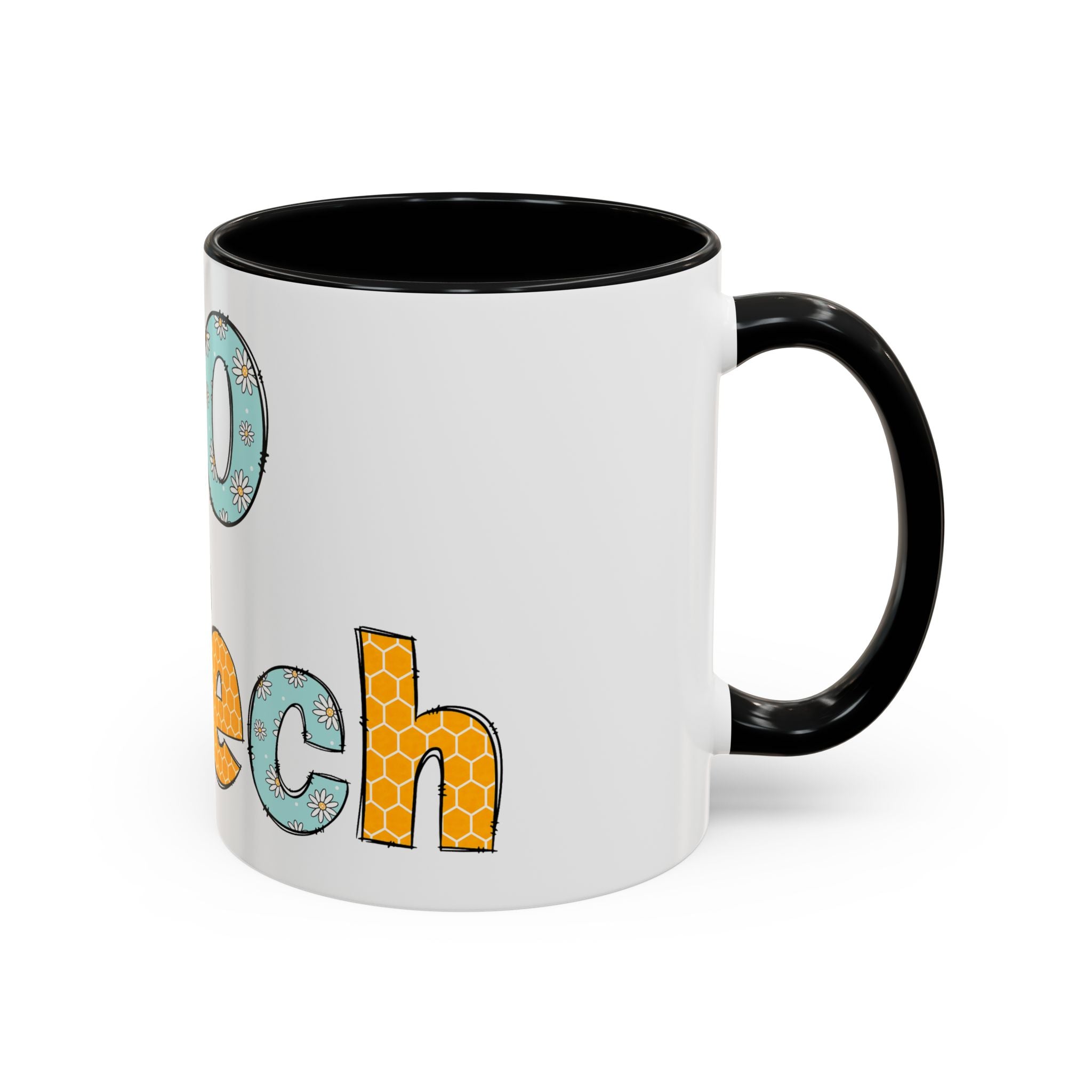 Bee Echo Tech Coffee Mug — Cute 'Echo Tech' Floral & Honeycomb Accent Mug