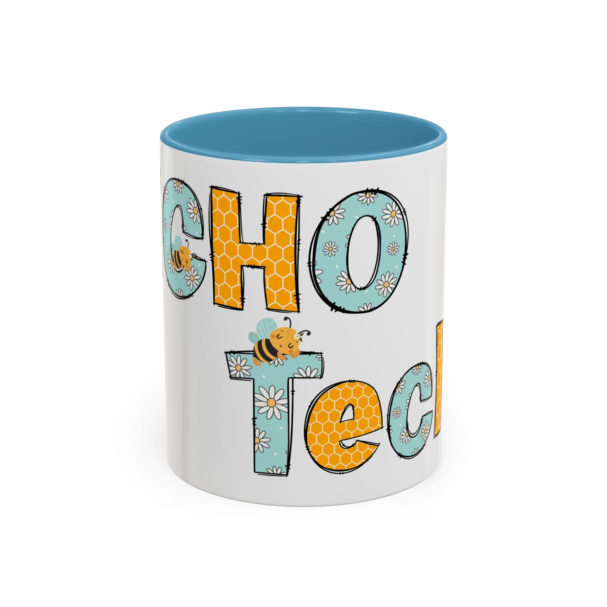 Bee Echo Tech Coffee Mug — Cute 'Echo Tech' Floral & Honeycomb Accent Mug