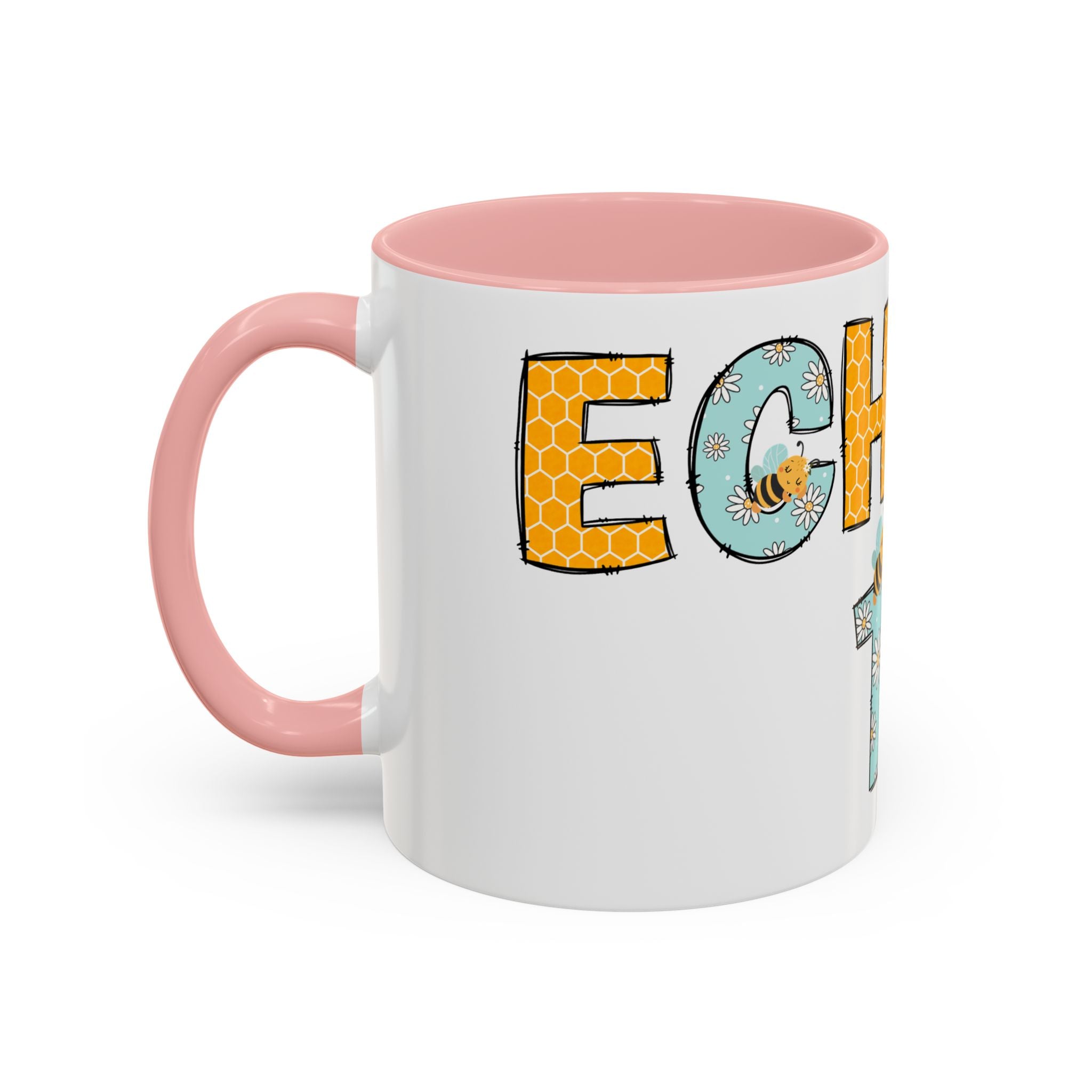 Bee Echo Tech Coffee Mug — Cute 'Echo Tech' Floral & Honeycomb Accent Mug