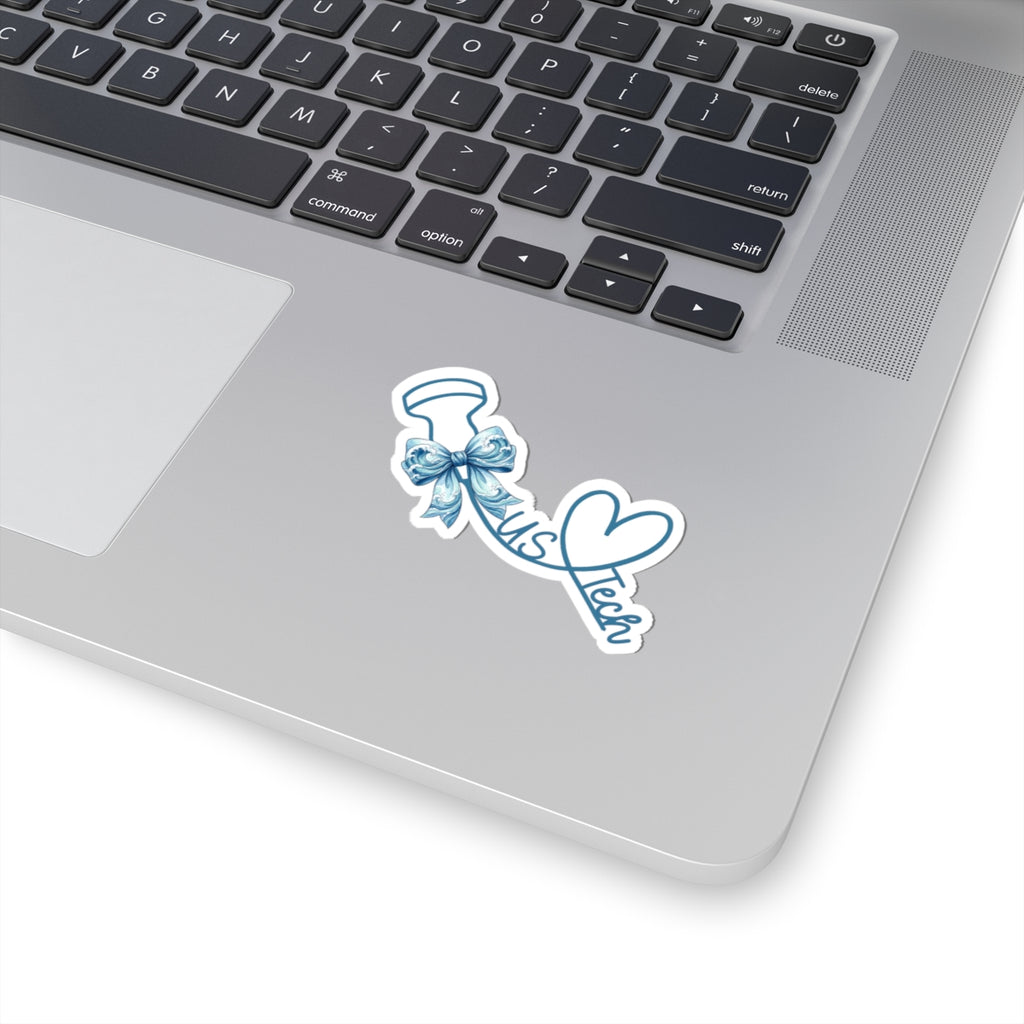 Beach Babe Ultrasound Tech Heart Sticker — Blue Ribbon Kiss-Cut Laptop Decal