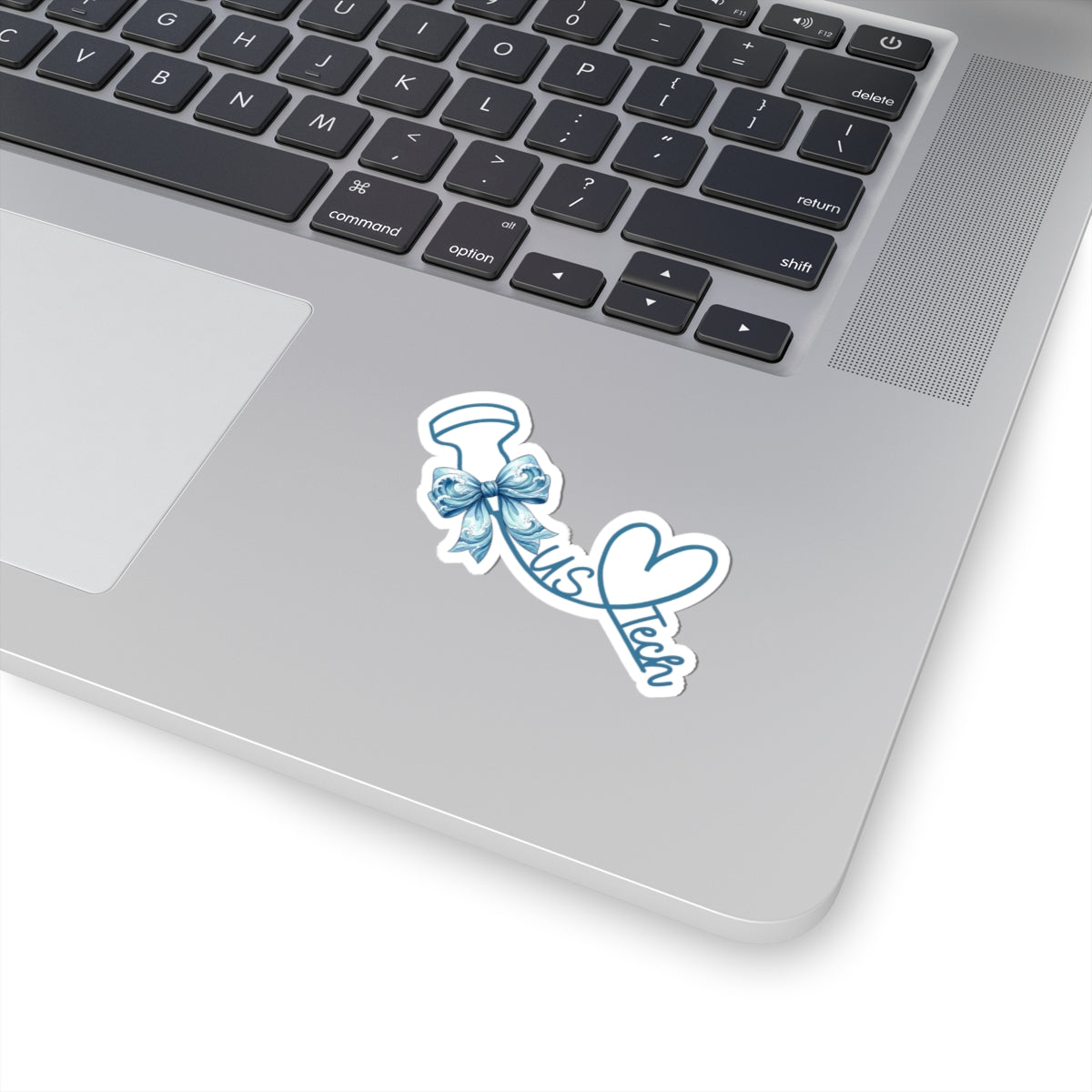 Beach Babe Ultrasound Tech Heart Sticker — Blue Ribbon Kiss-Cut Laptop Decal