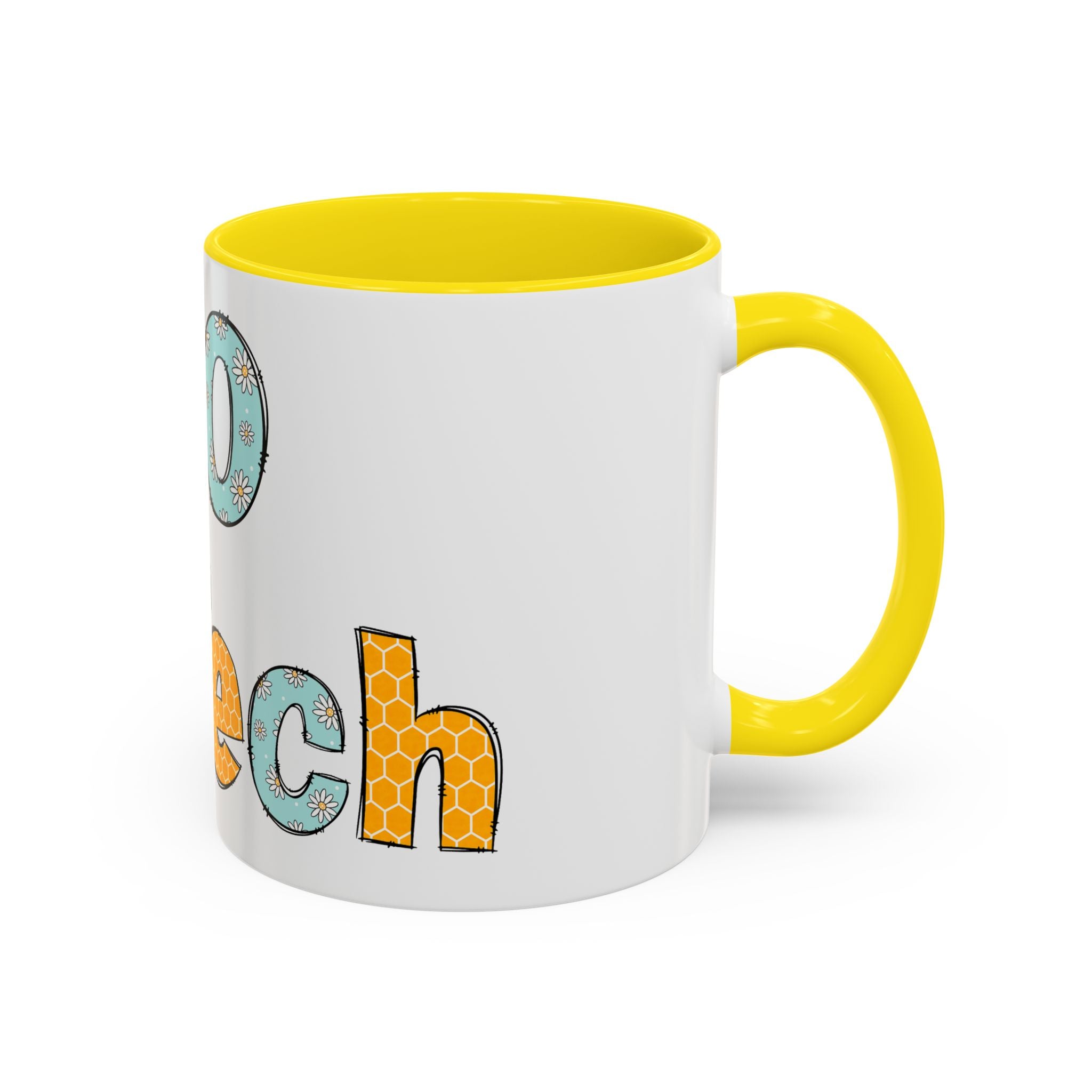 Bee Echo Tech Coffee Mug — Cute 'Echo Tech' Floral & Honeycomb Accent Mug