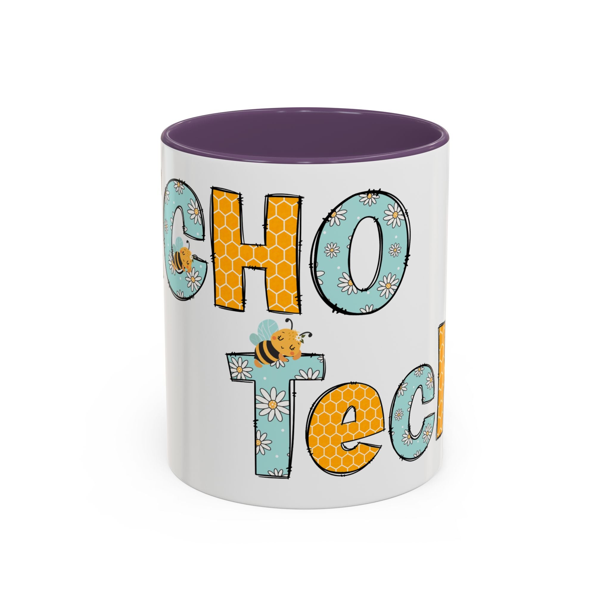 Bee Echo Tech Coffee Mug — Cute 'Echo Tech' Floral & Honeycomb Accent Mug