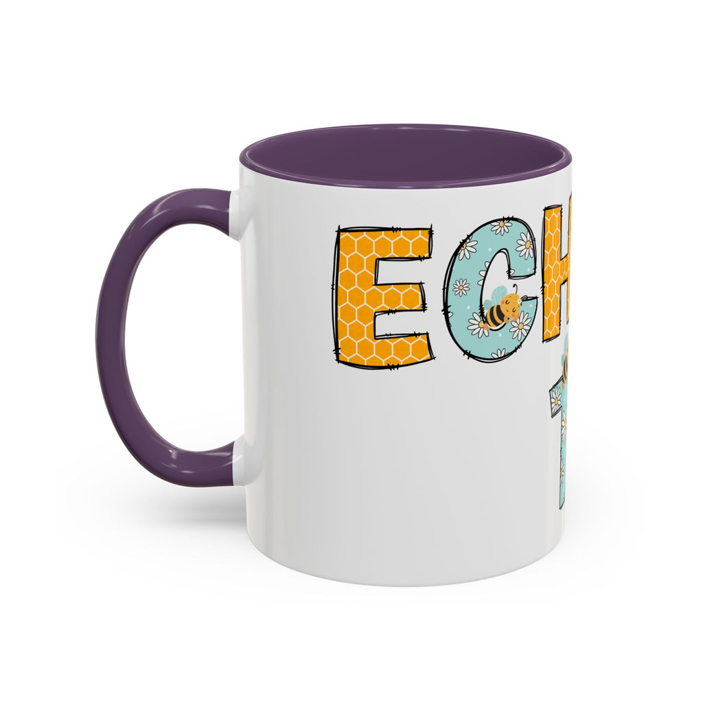 Bee Echo Tech Coffee Mug — Cute 'Echo Tech' Floral & Honeycomb Accent Mug