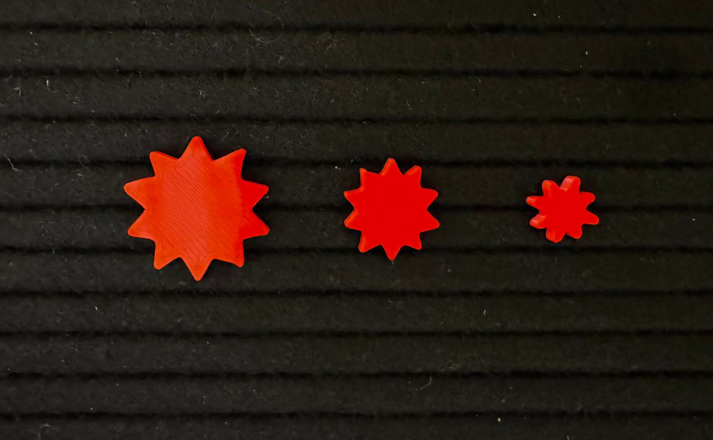 3D printed light reflecting fireworks for felt letter board