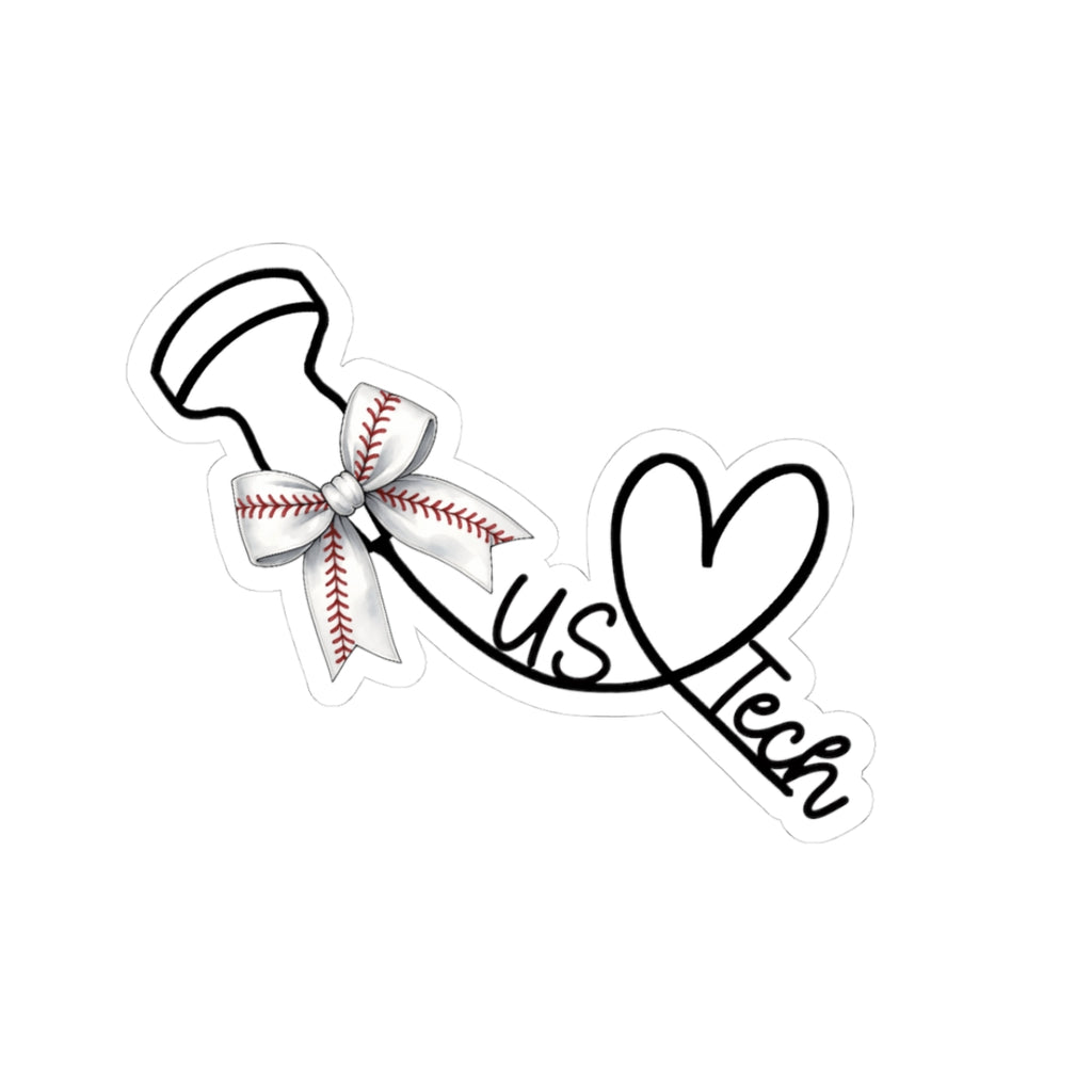 Baseball Bow Kiss-Cut Sticker — Laptop Decal