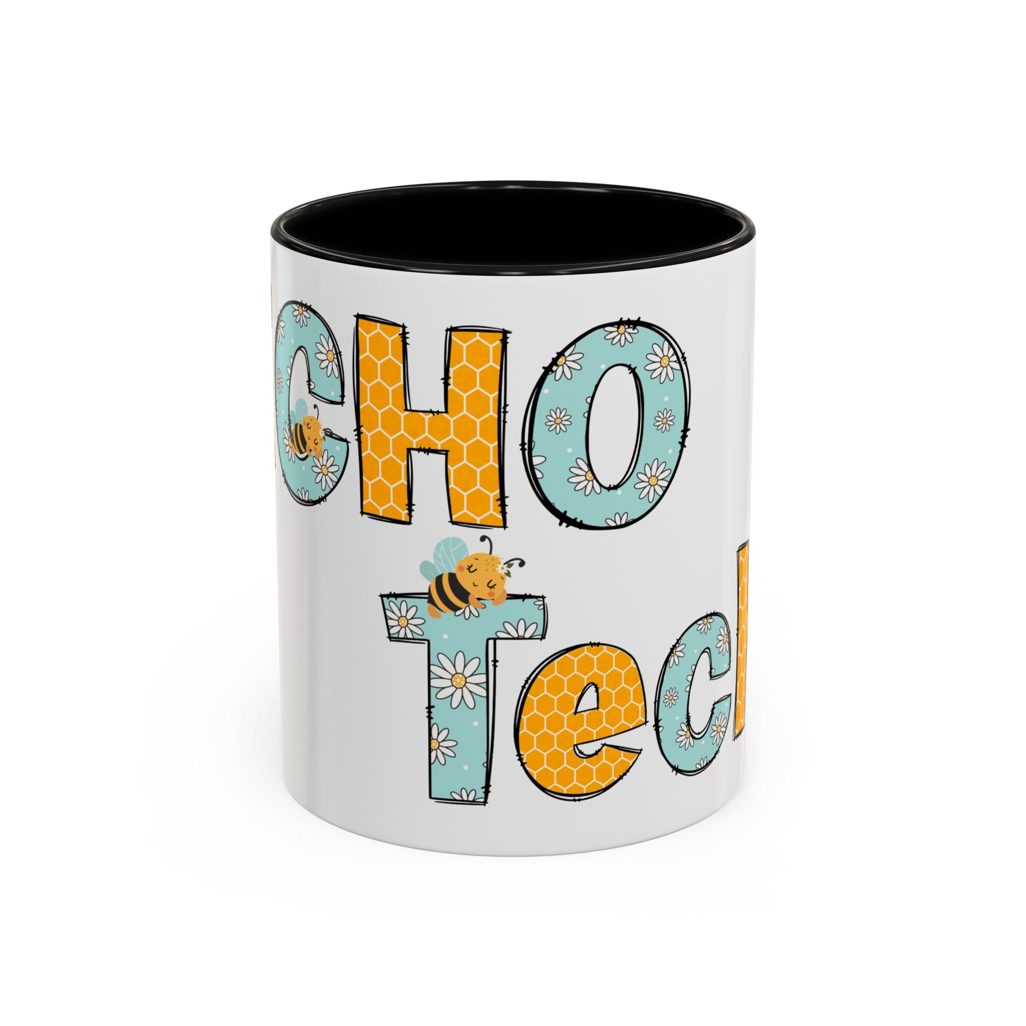 Bee Echo Tech Coffee Mug — Cute 'Echo Tech' Floral & Honeycomb Accent Mug