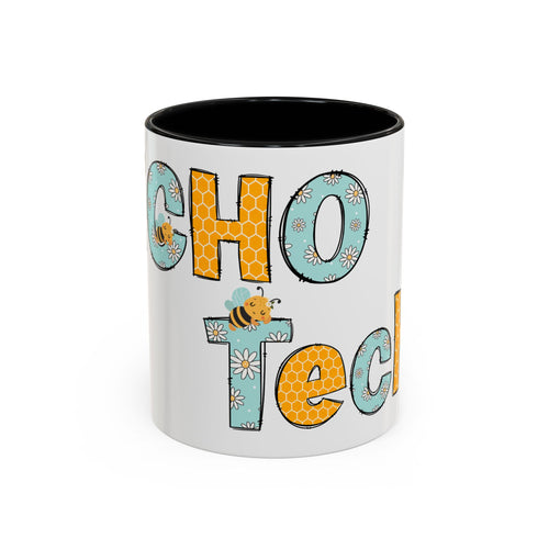 Bee Echo Tech Coffee Mug — Cute 'Echo Tech' Floral & Honeycomb Accent Mug